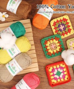 Alternative view of Katech 1OO% Cotton Yarn for Crocheting & Knitting–12-Color of 137 Yards/1.76 oz Baby Cotton Yarn Sport Weight CYC #2-Soft & Breathable-Ideal for Dishcloths. Baby Clothes. Potholders